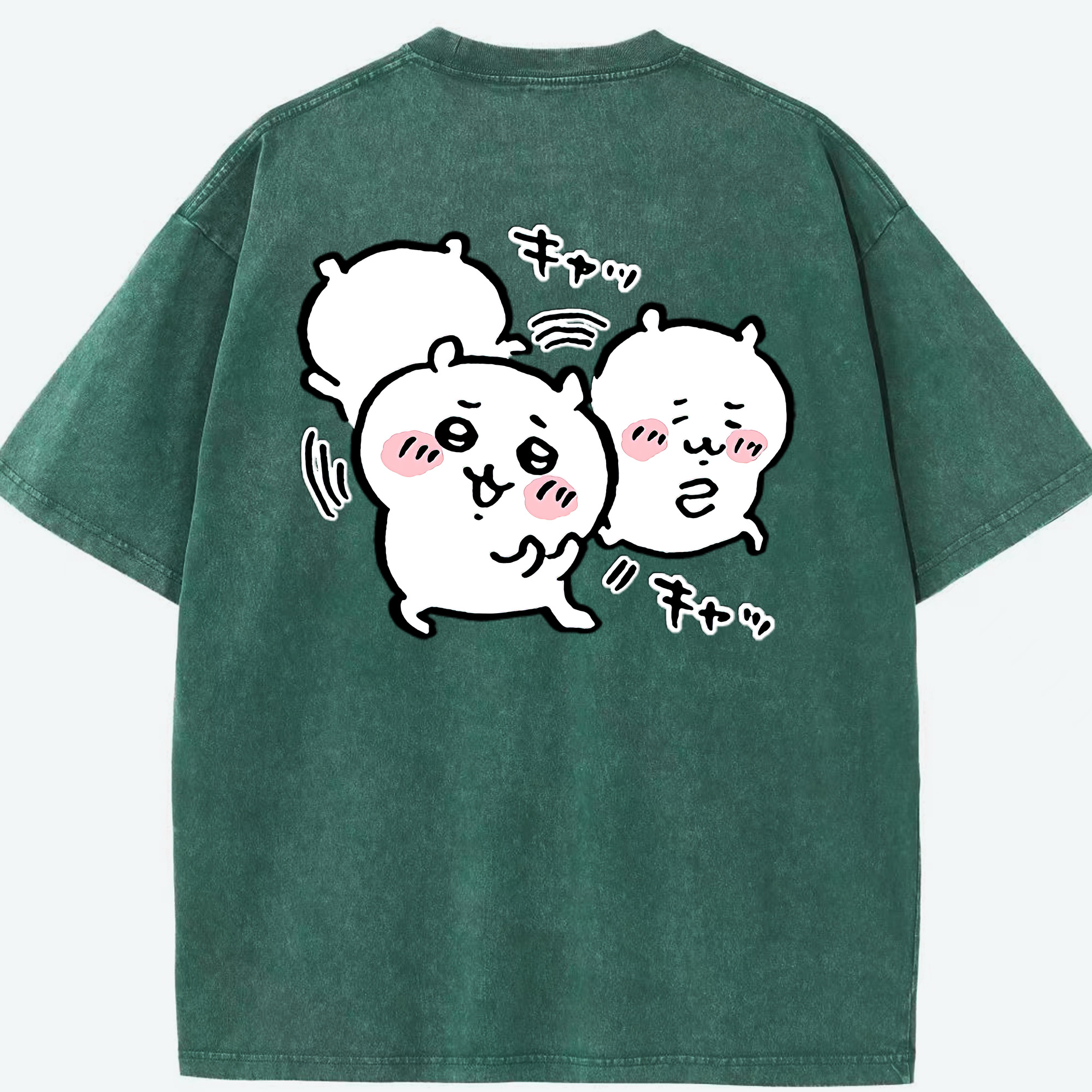 （画像用） ちいかわ ちいかわ Chii-kawa chiikawa 綿100% ヴィンテージ風 半袖Tシャツ（背面プリント）